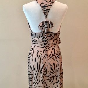 S sexy tiger print silky mini dress open back club